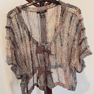 Kaktus loose-knit tan/brown shrug, size L